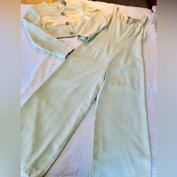 Vintage 70s Mint Green Jumpsuit & Jacket Saks Fifth Ave - Picture 13 of 17